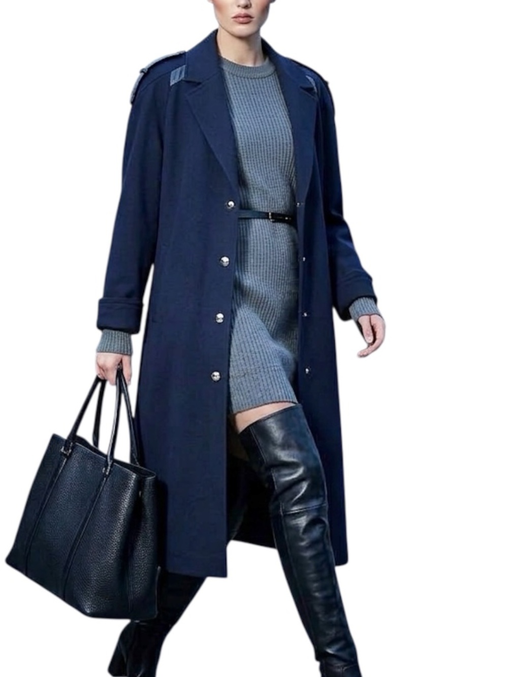 VTG 70s 80s pure wool navy union made old money removable fur lined trench coat